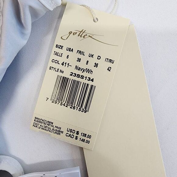 Gottex Size 6 Women's Sail To Sunset Square Neck One Piece Swimsuit Navy - Picture 7 of 9